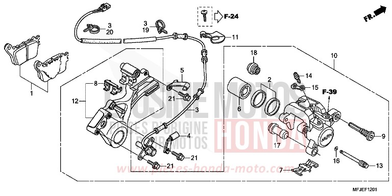 REAR BRAKE CALIPER (CBR600RA) for CBR600RR ABS GRAPHITE BLACK (NHB01) from 2012